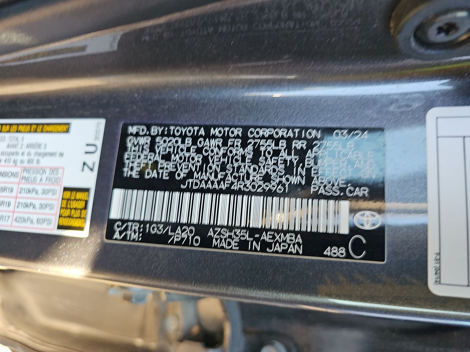 @mo0al_u シリアル JTDAAAAF4R3029961 | 2024 TOYOTA CROWN | История продажи