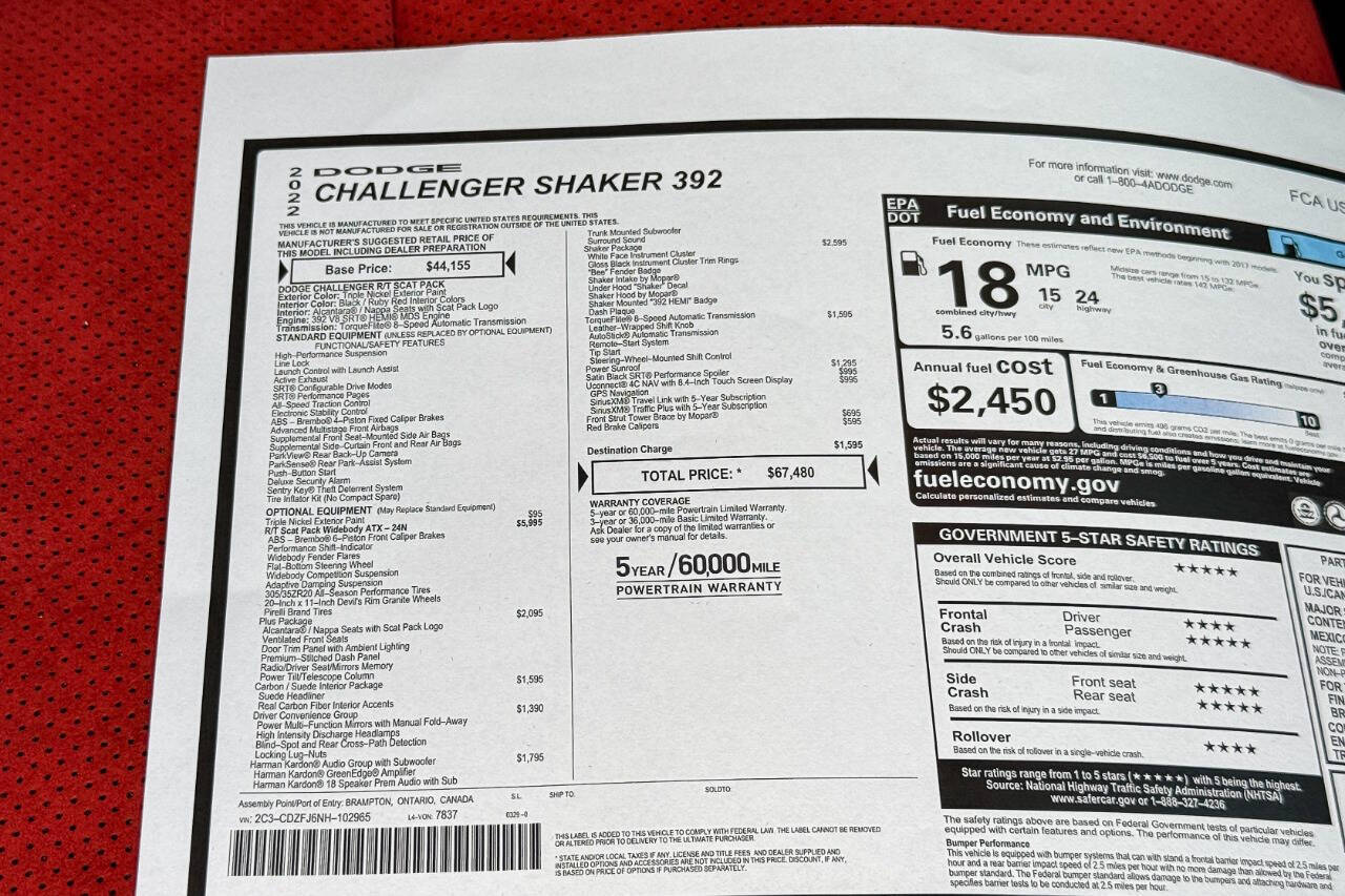 2022 Dodge Challenger R/T Scat Pack Widebody RWD