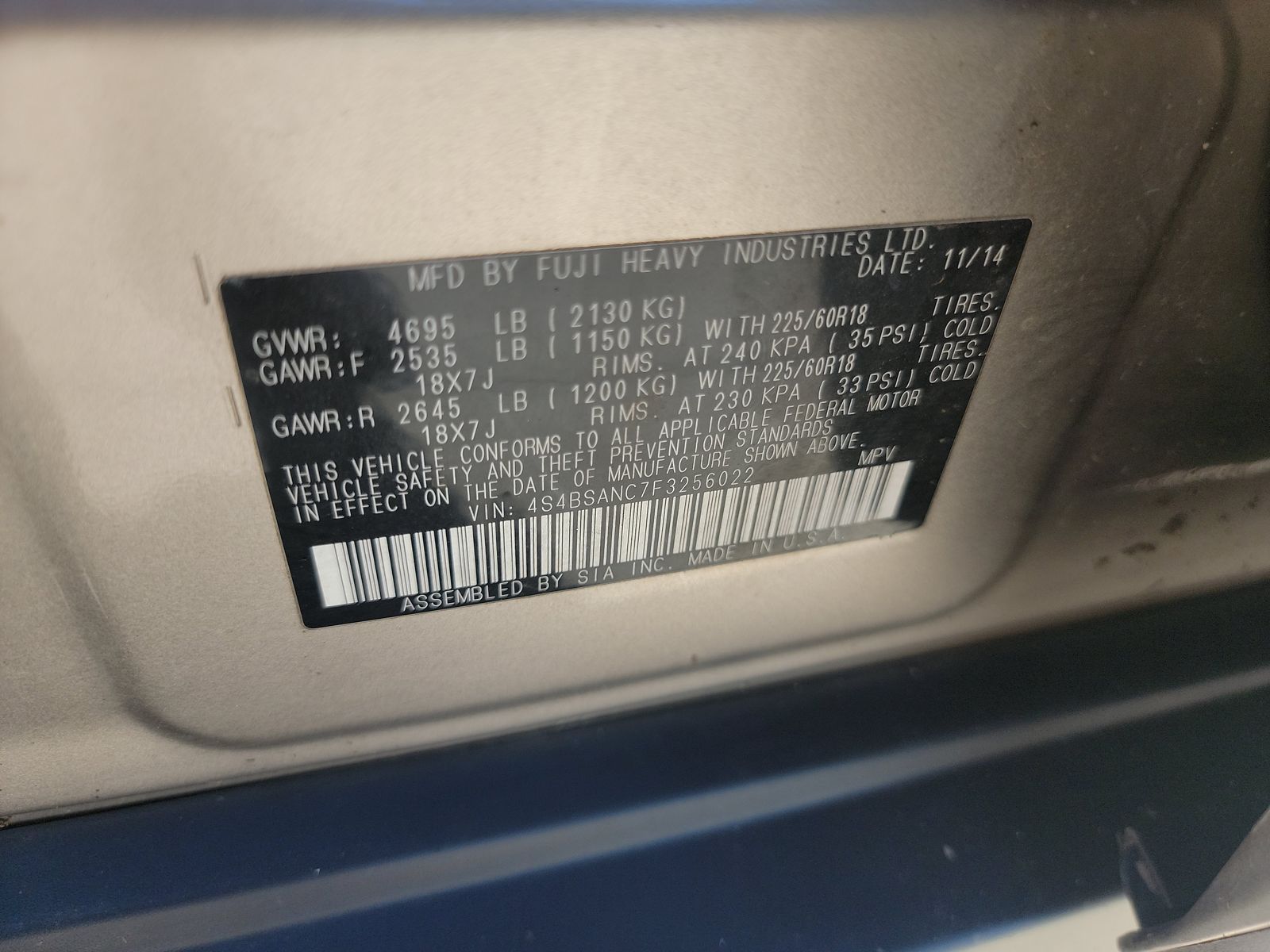 2015 Subaru Outback 2.5i Limited AWD