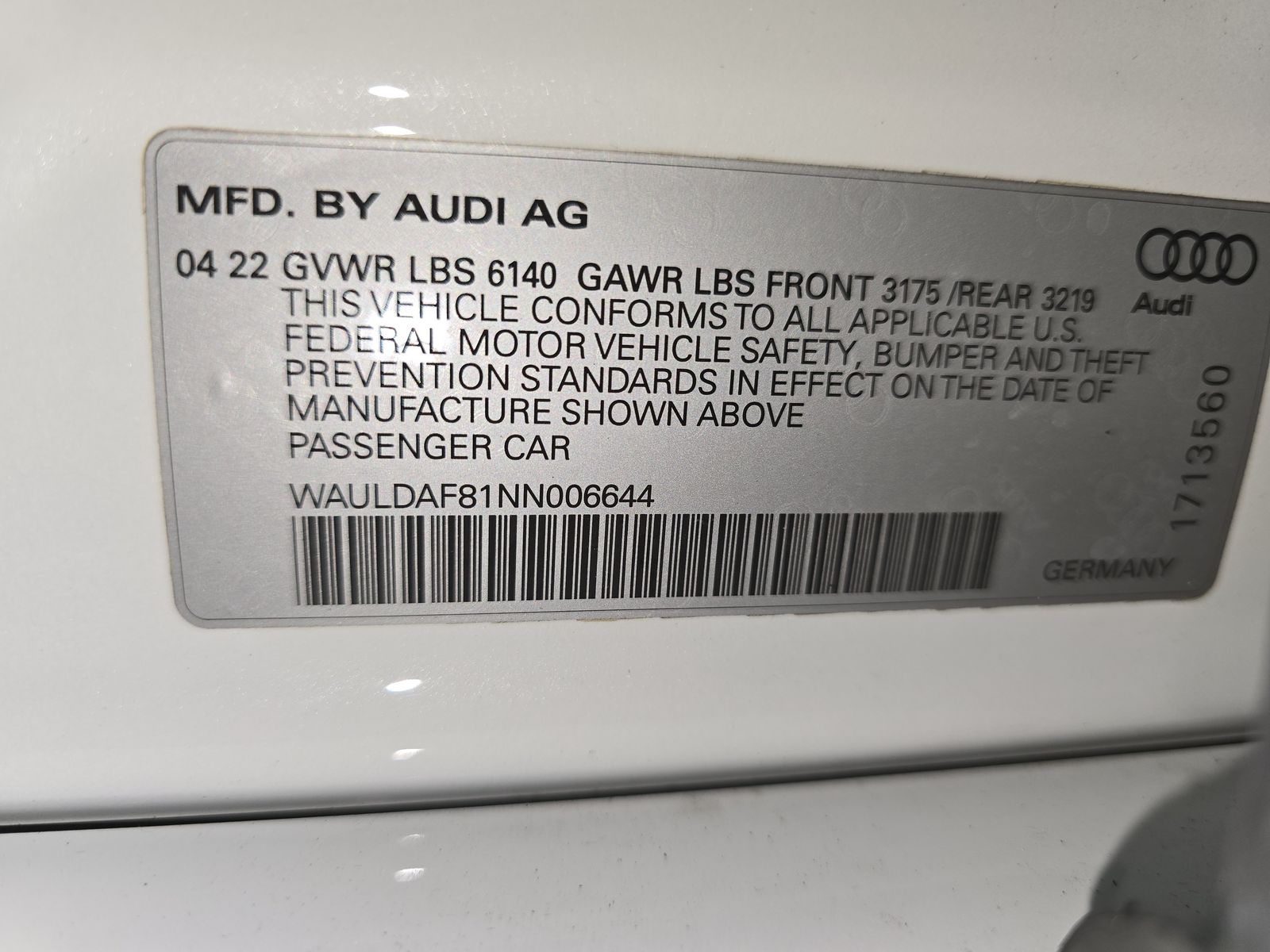 2022 Audi A8 Base AWD