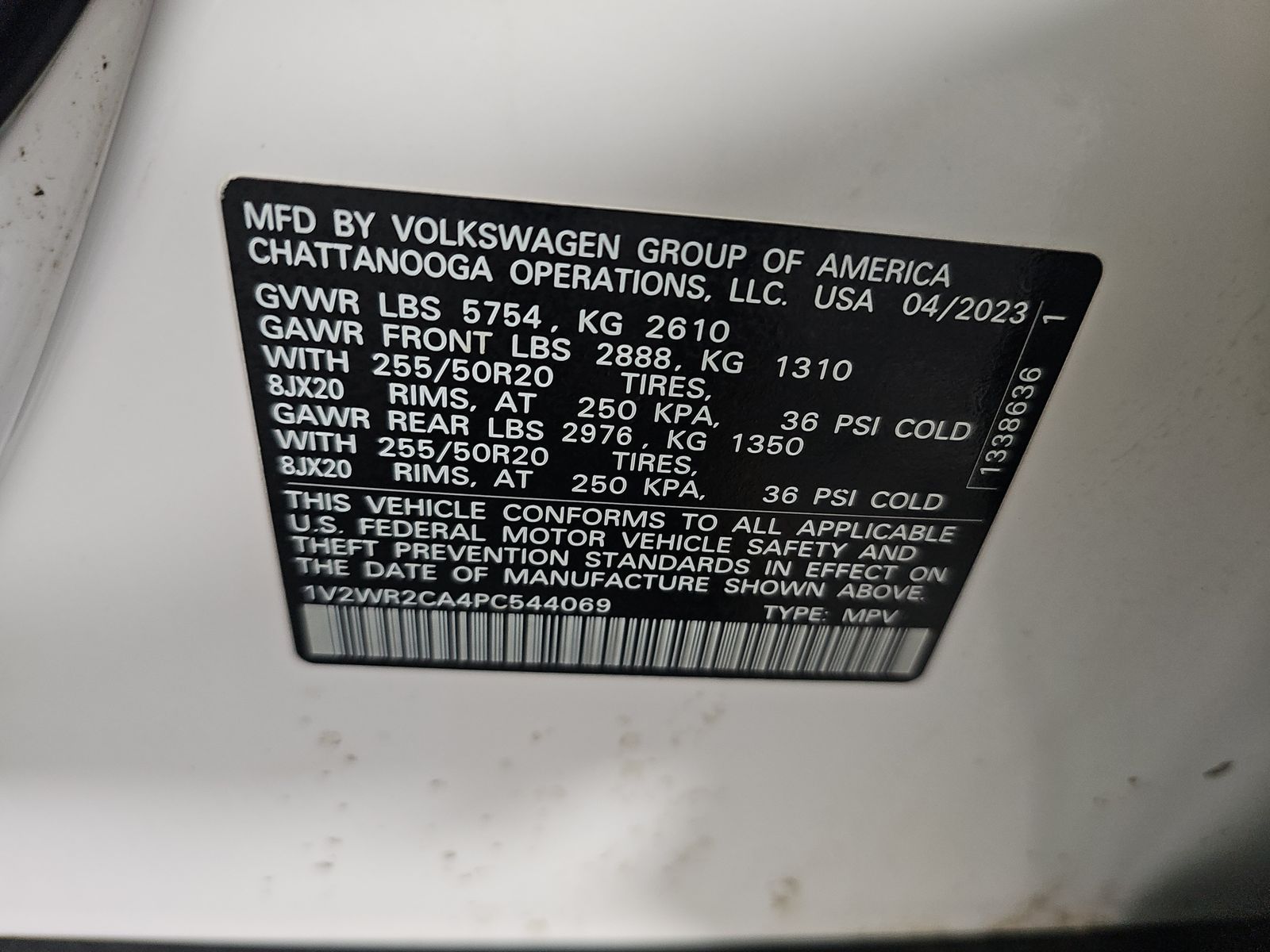 2023 Volkswagen Atlas 3.6L SE FWD