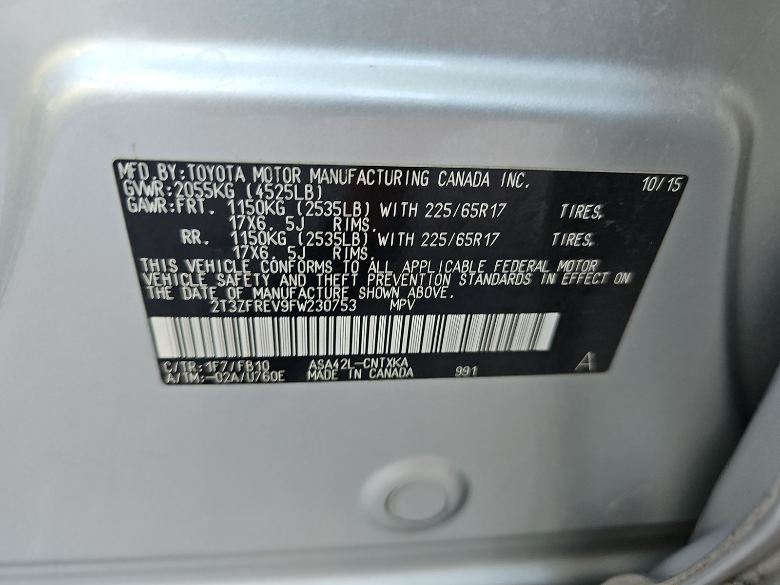 2015 Toyota RAV4 LE FWD