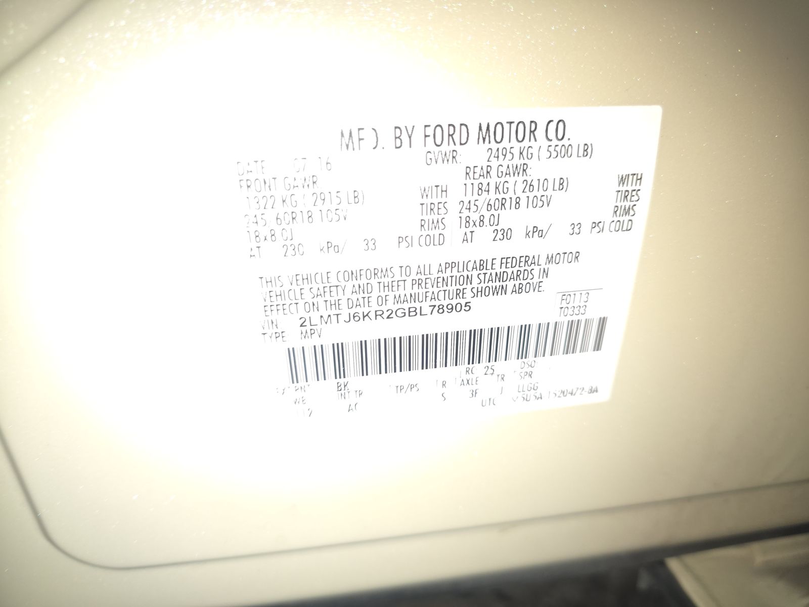 2016 Lincoln MKX Select FWD