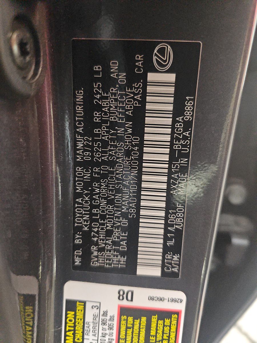 2022 Lexus ES ES 250 AWD