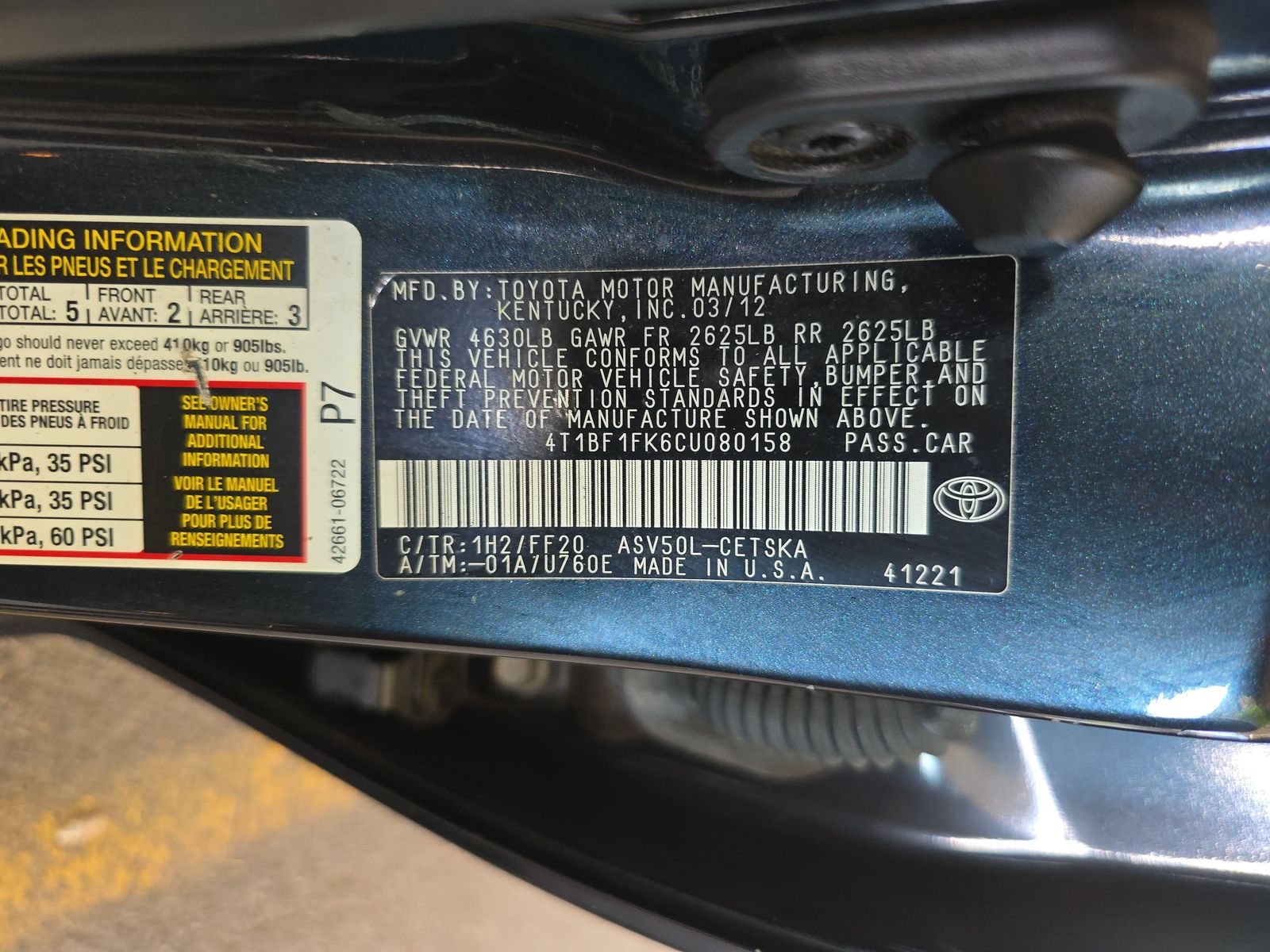 2012 Toyota Camry SE FWD