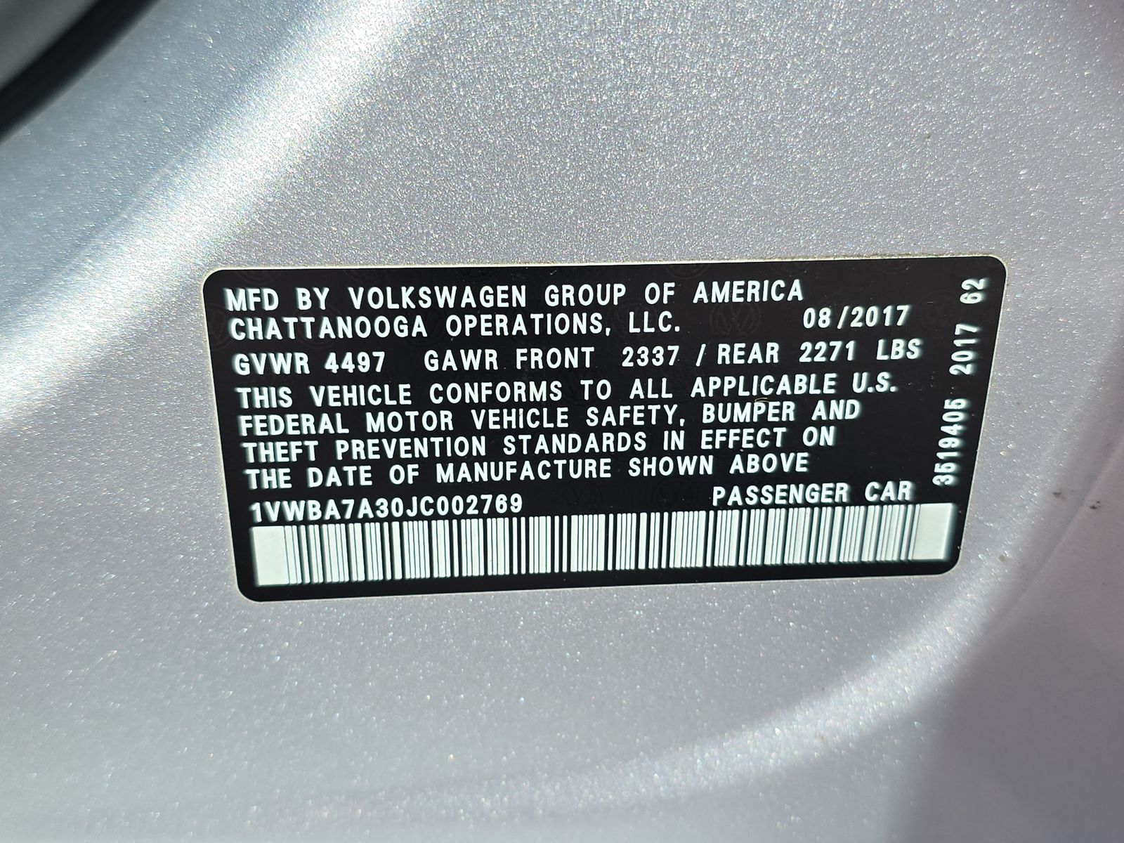 2018 Volkswagen Passat 2.0T SE FWD