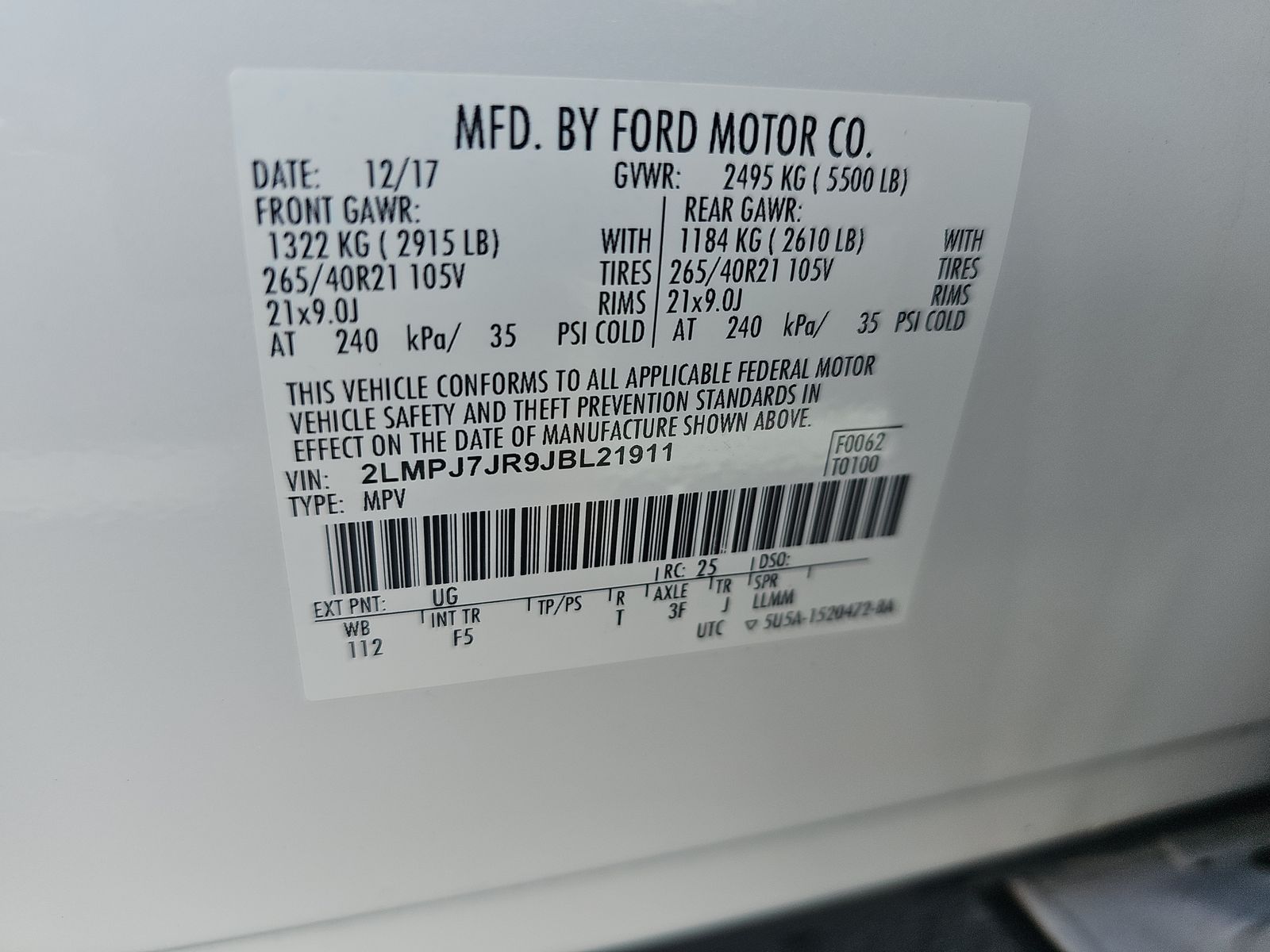 2018 Lincoln MKX Black Label FWD