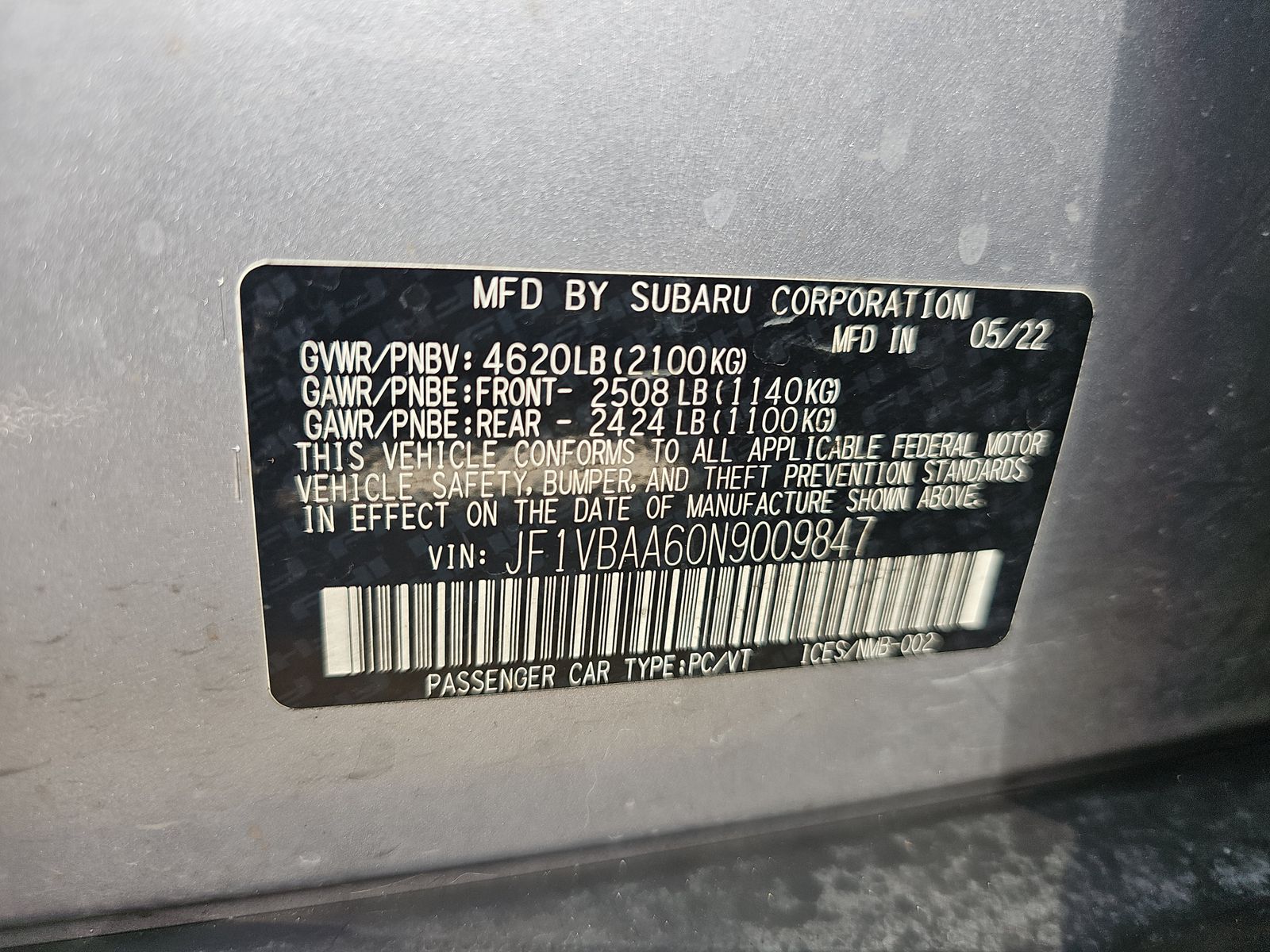 2022 Subaru WRX Base AWD
