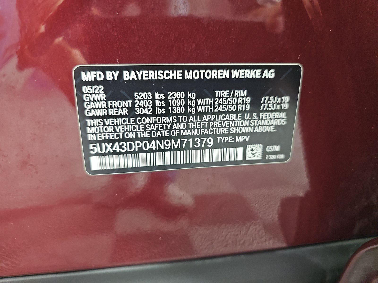 2022 BMW X3 sDrive30i RWD