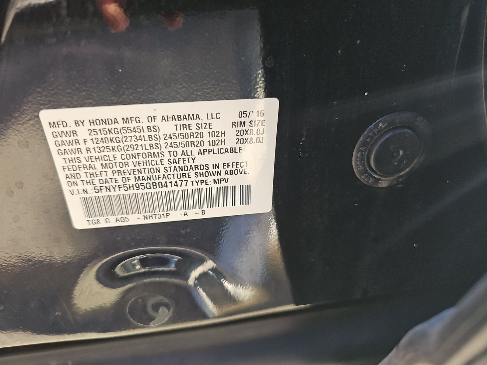 2016 Honda Pilot Touring FWD