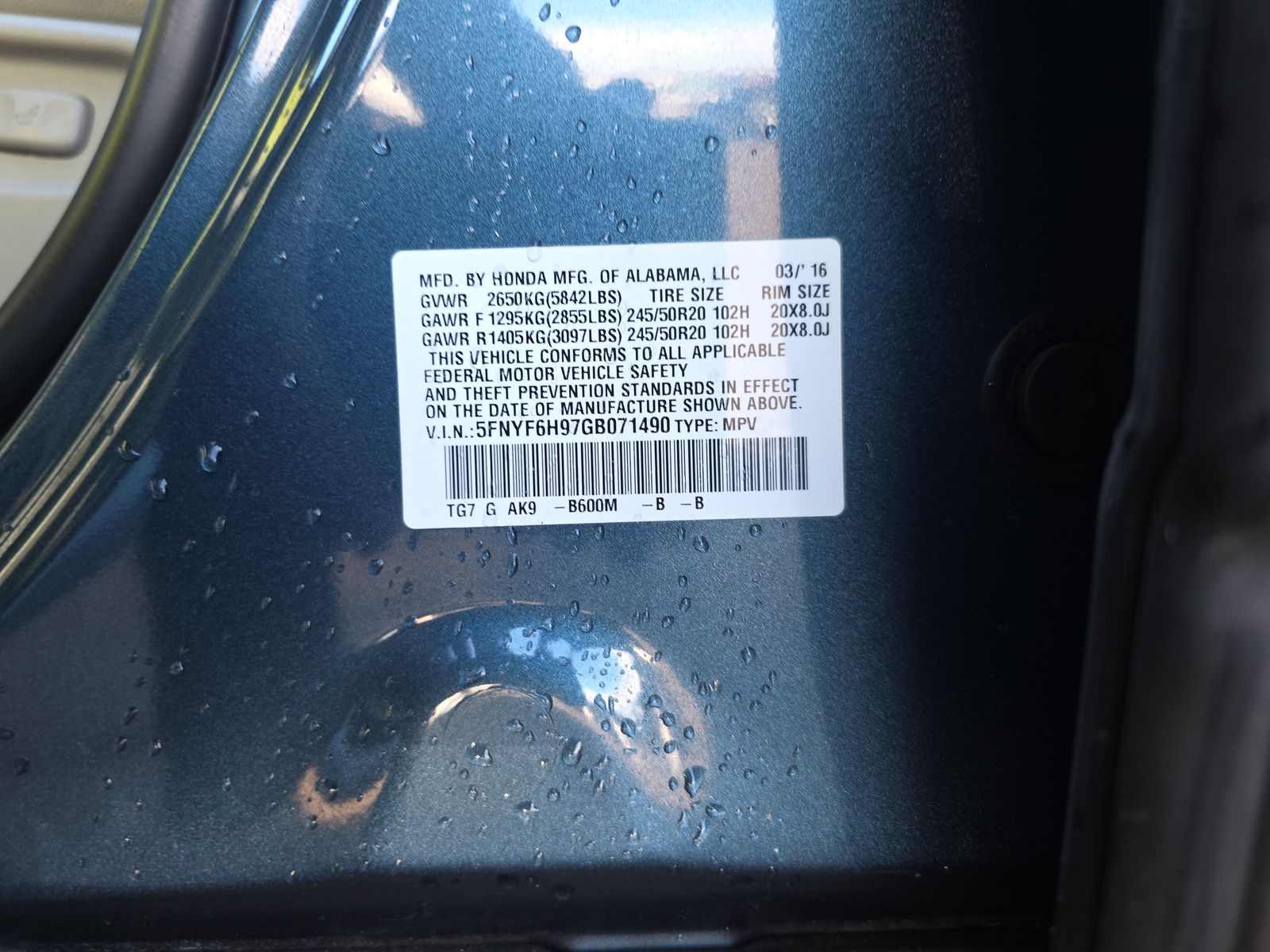 2016 Honda Pilot Touring AWD