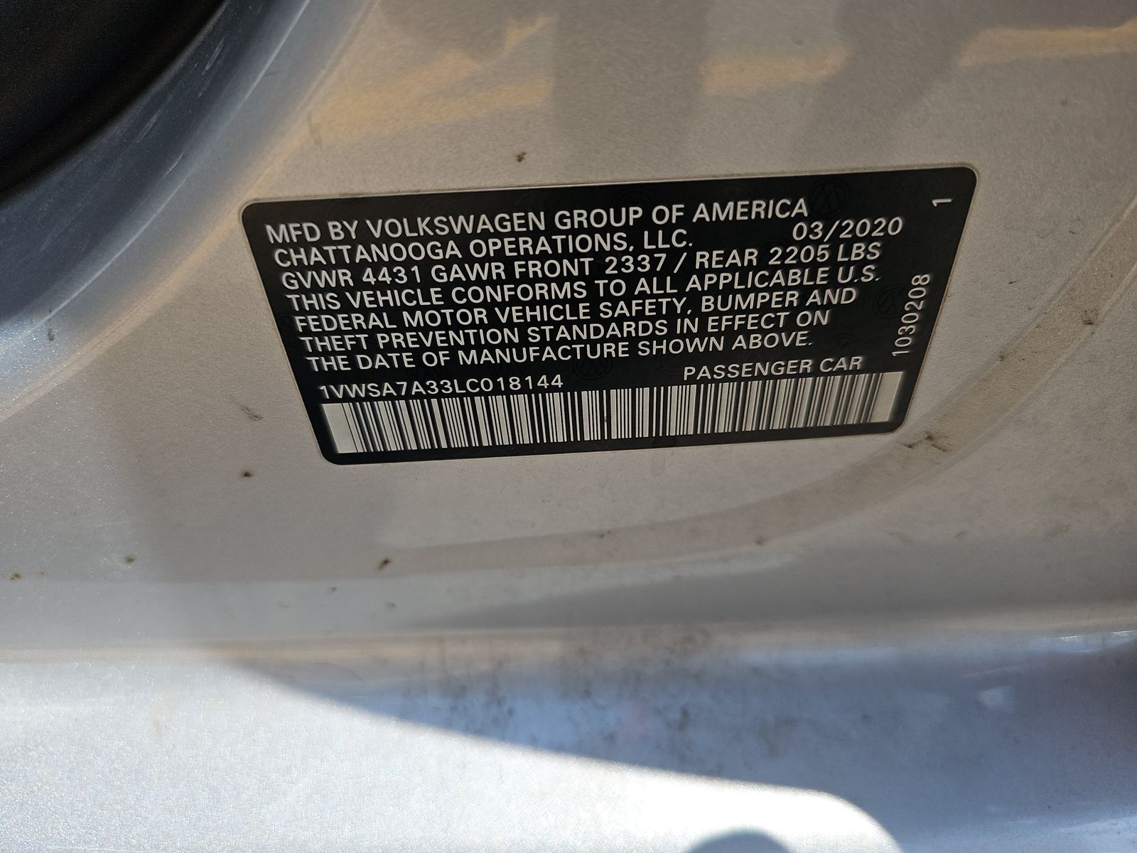 2020 Volkswagen Passat 2.0T SE FWD