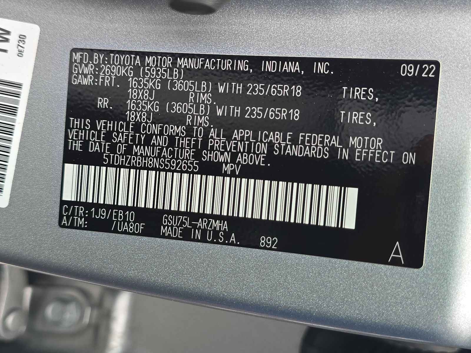 2022 Toyota Highlander XLE AWD