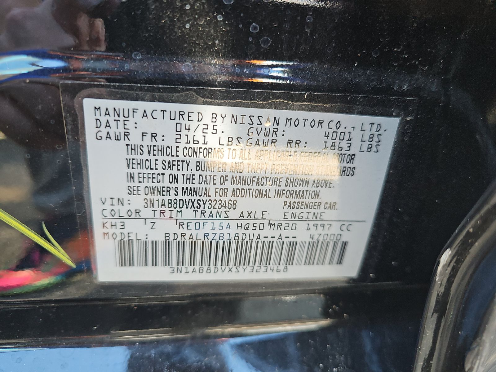 3N1AB8DVXSY323468 | 2025 NISSAN SENTRA | История продажи