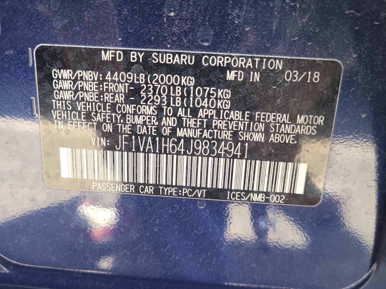 2018 Subaru WRX Limited AWD