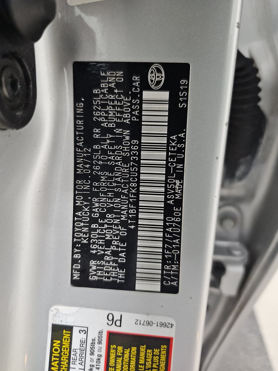 2012 Toyota Camry L FWD