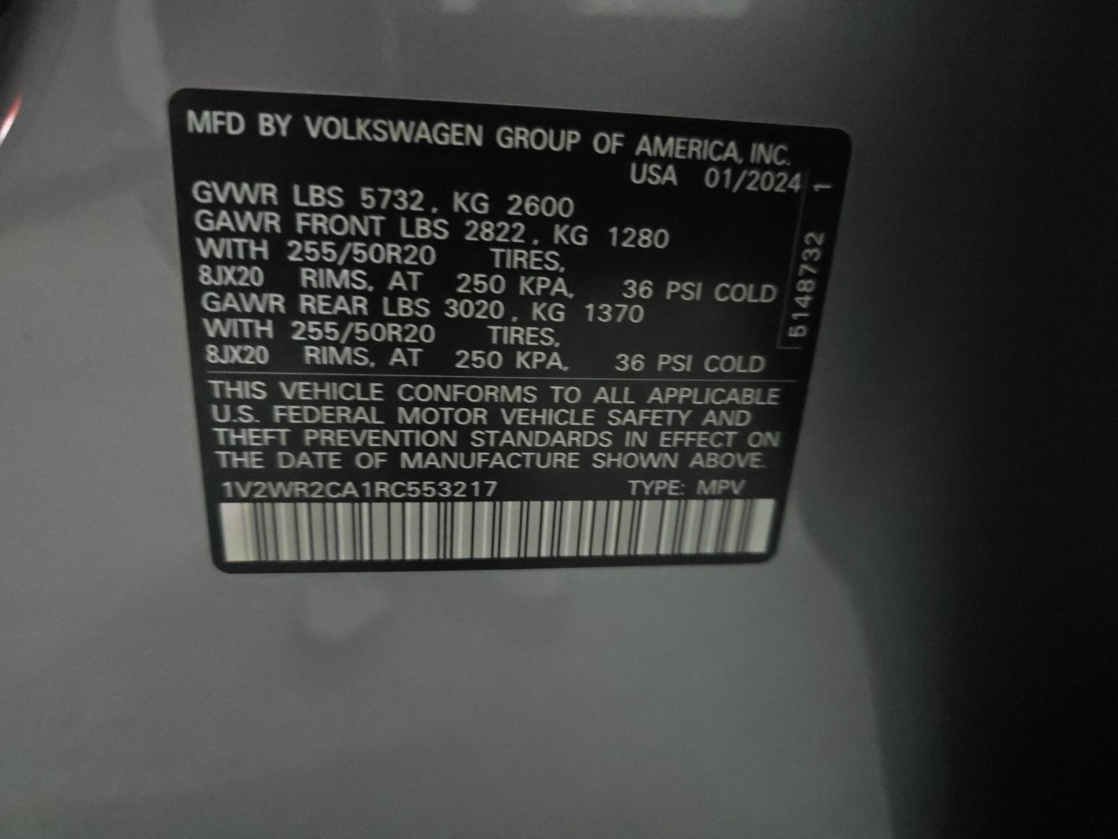 2024 Volkswagen Atlas 2.0T SE FWD