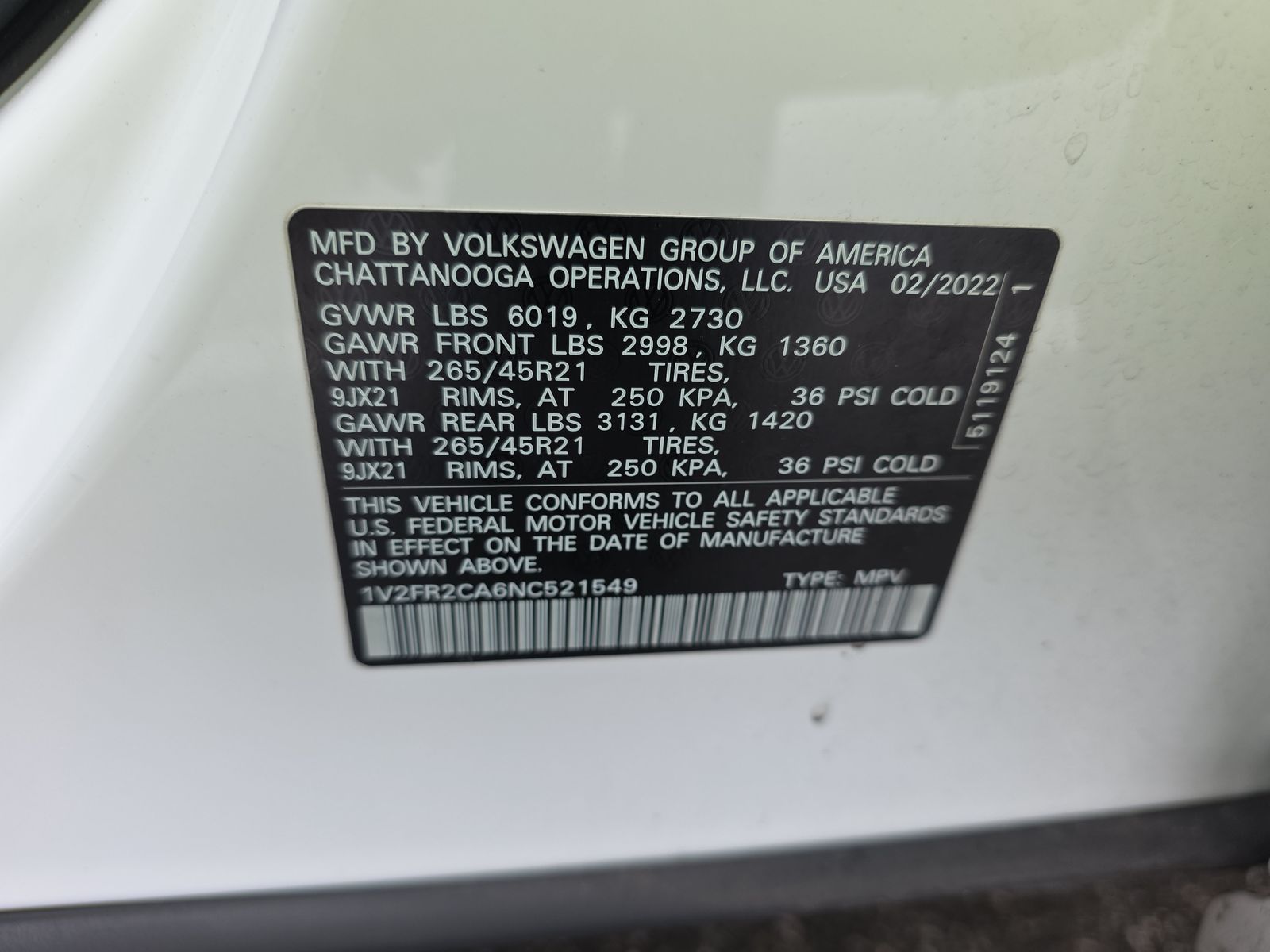 2022 Volkswagen Atlas 3.6L SEL Premium R-Line AWD