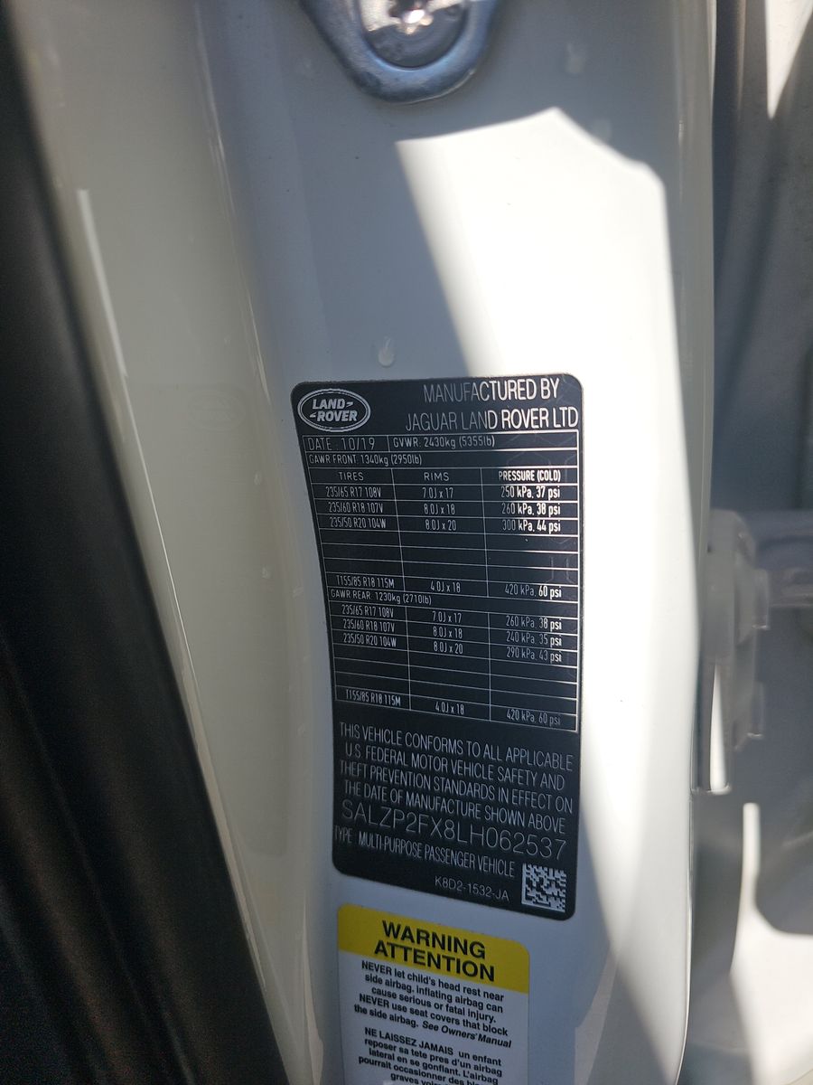 2020 Land Rover Range Rover Evoque SE AWD