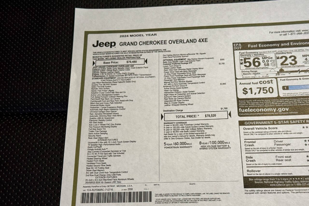 2024 Jeep Grand Cherokee 4xe Overland AWD