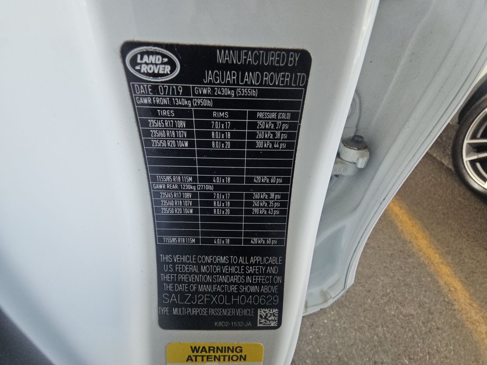 2020 Land Rover Range Rover Evoque S AWD