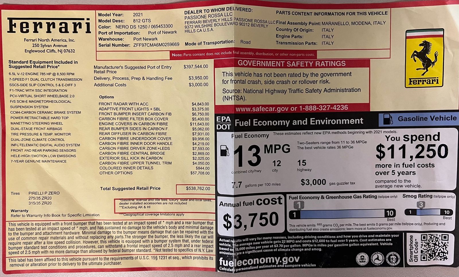 2021 Ferrari 812 GTS RWD