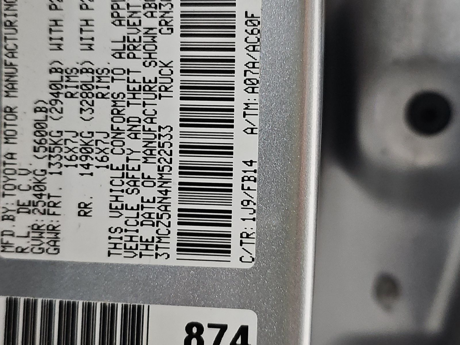 2022 Toyota Tacoma SR AWD