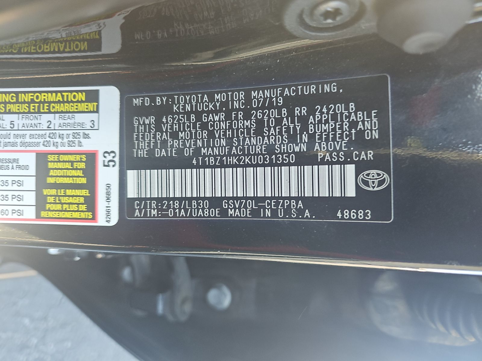 2019 Toyota Camry XSE FWD