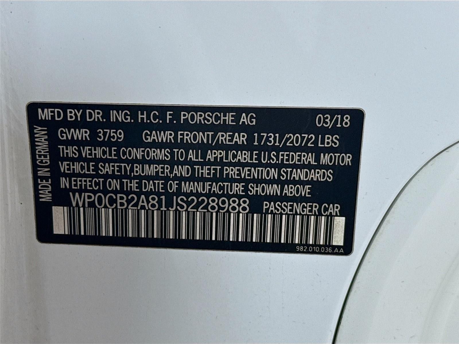 2018 Porsche 718 Boxster GTS RWD