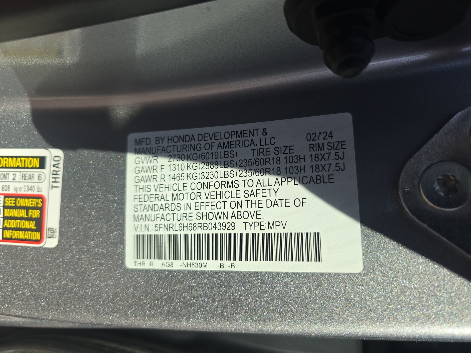 2024 Honda Odyssey EX-L FWD