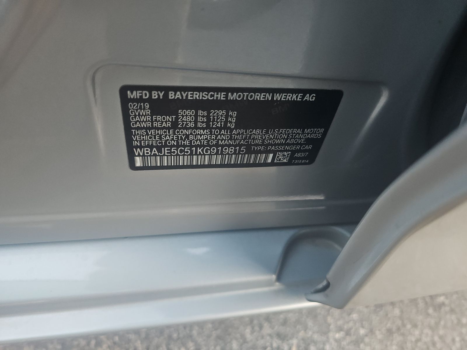 2019 BMW 5 Series 540i RWD