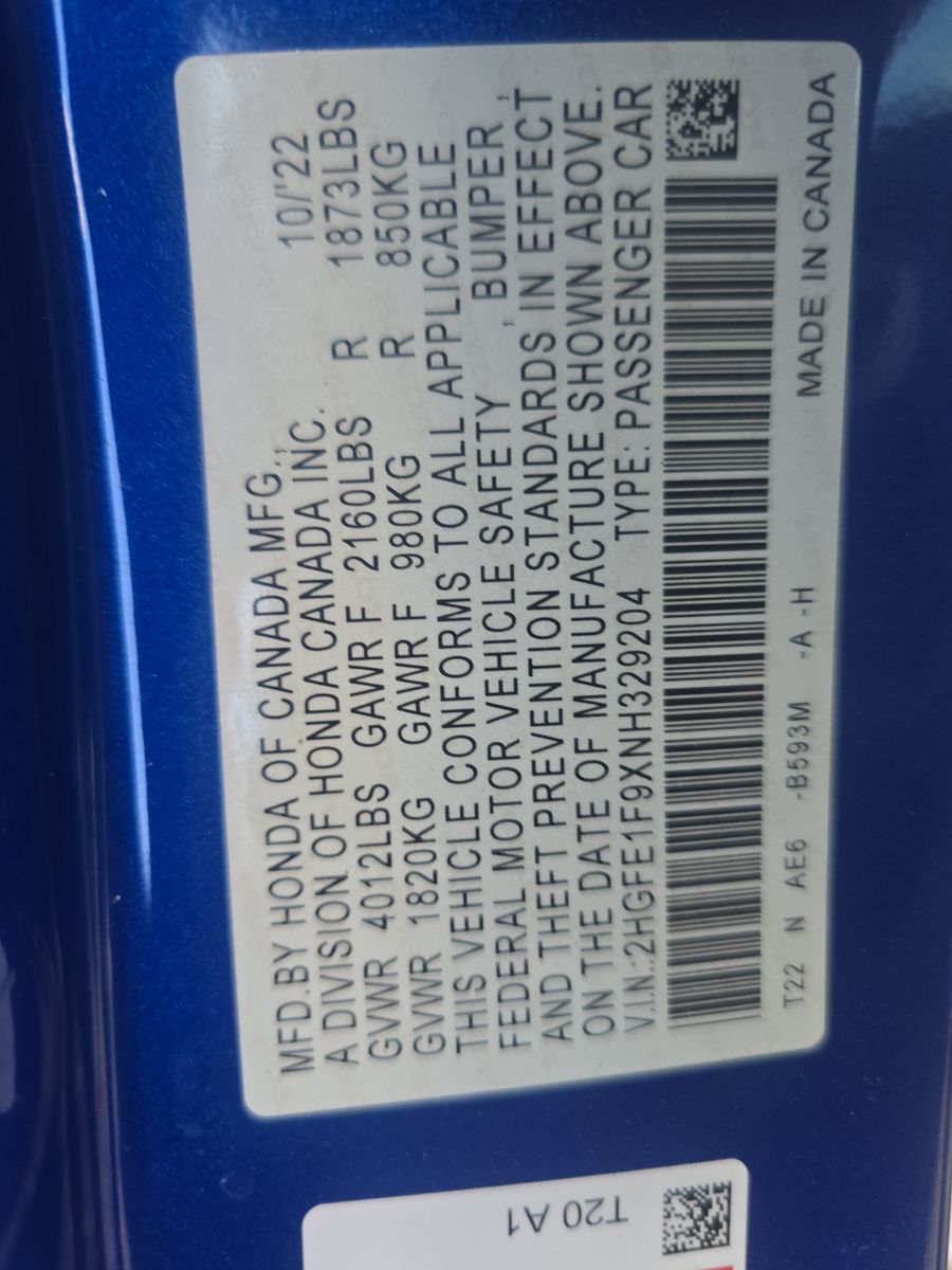 2022 Honda Civic Touring FWD