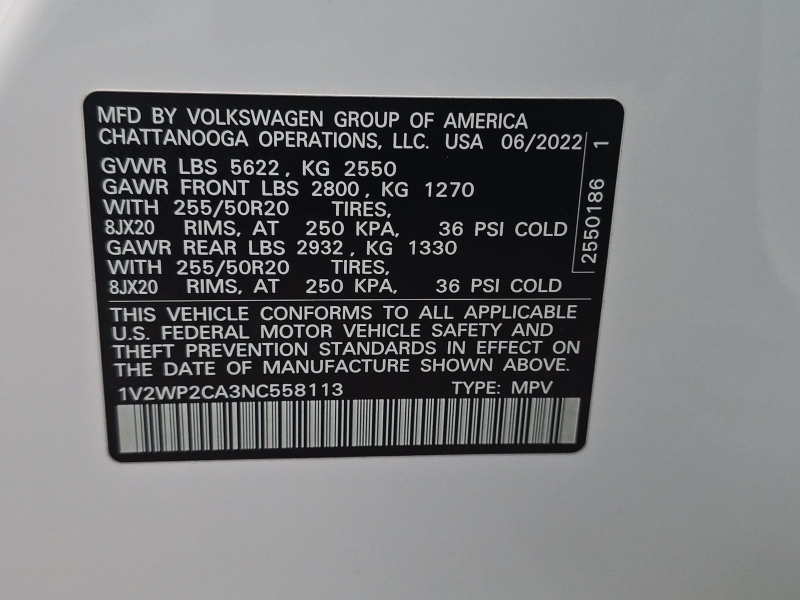 2022 Volkswagen Atlas 2.0T SE FWD