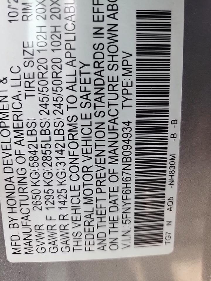 2022 Honda Pilot Touring AWD