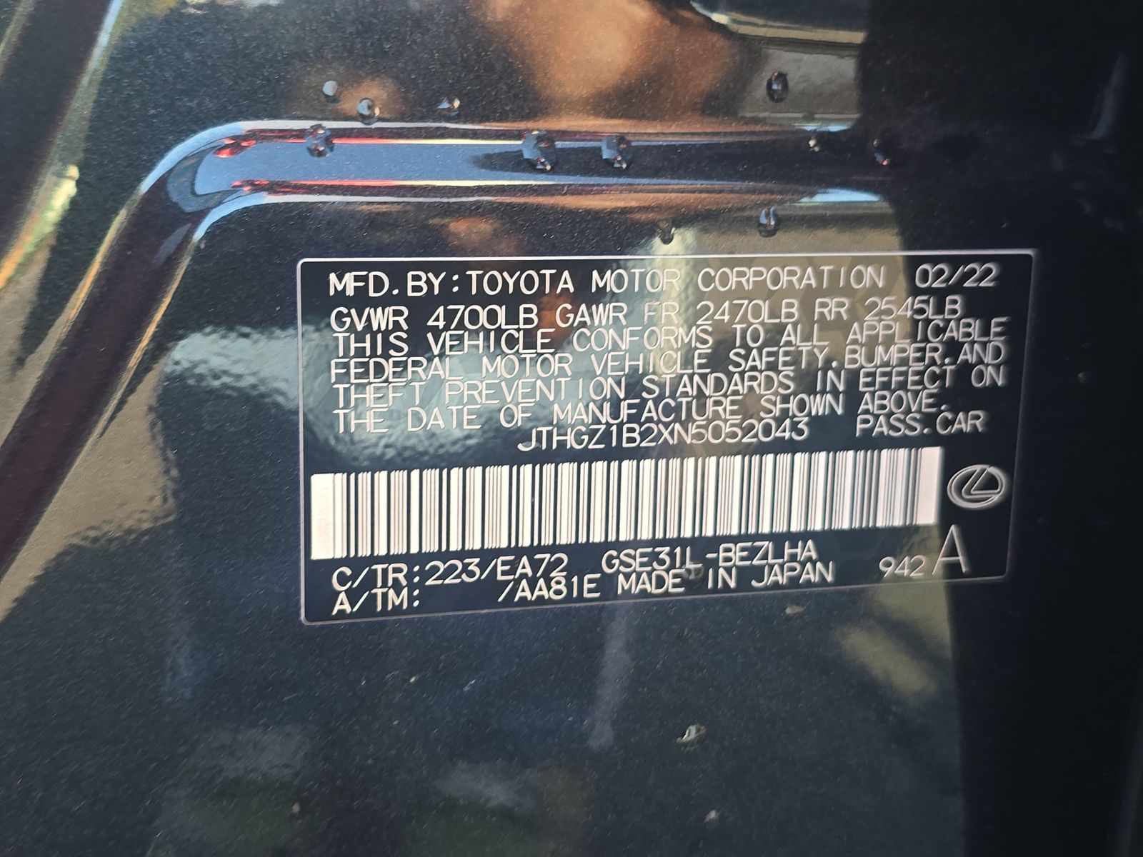 2022 Lexus IS IS 350 F SPORT RWD