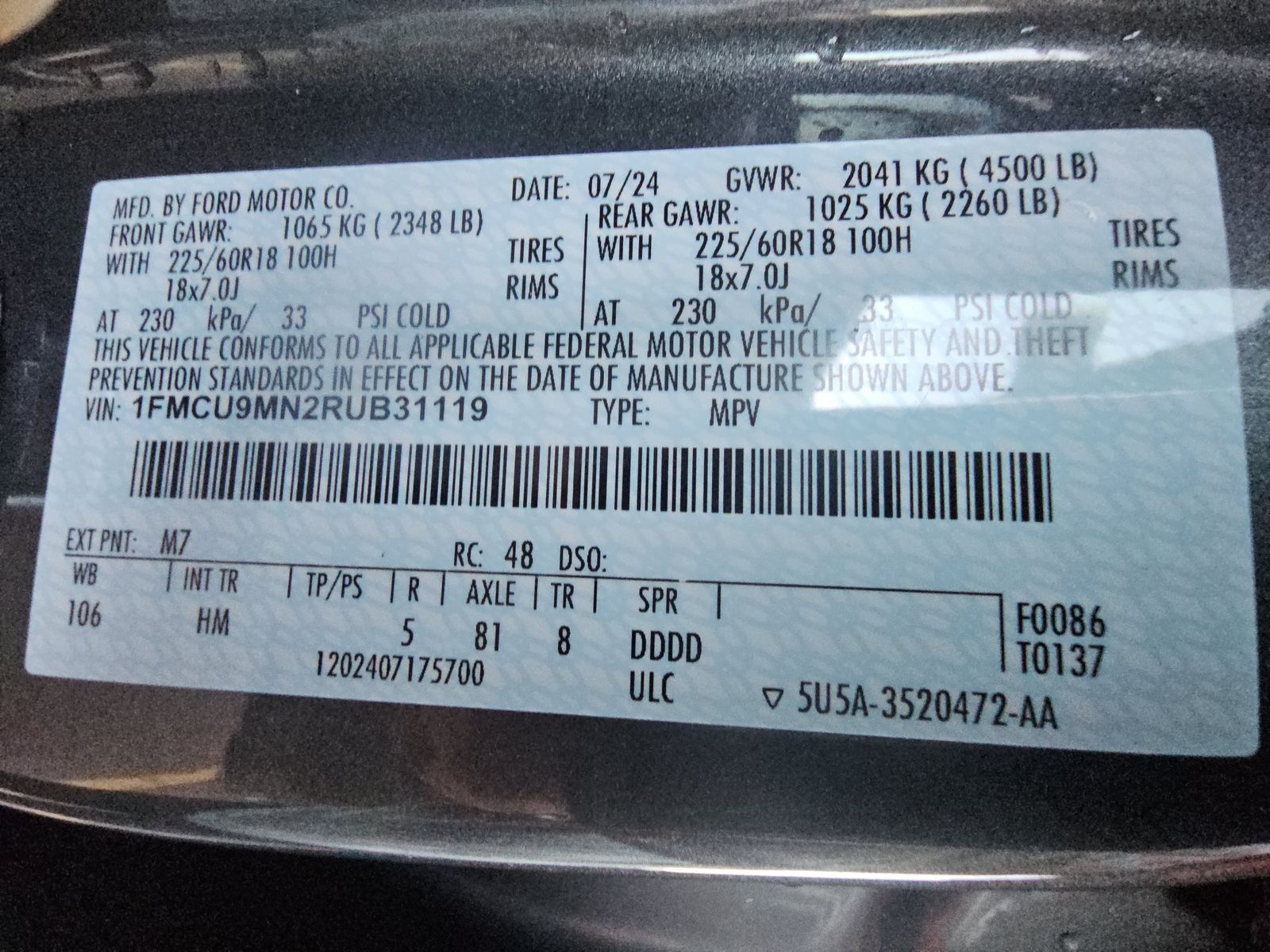 2024 Ford Escape ST-Line AWD