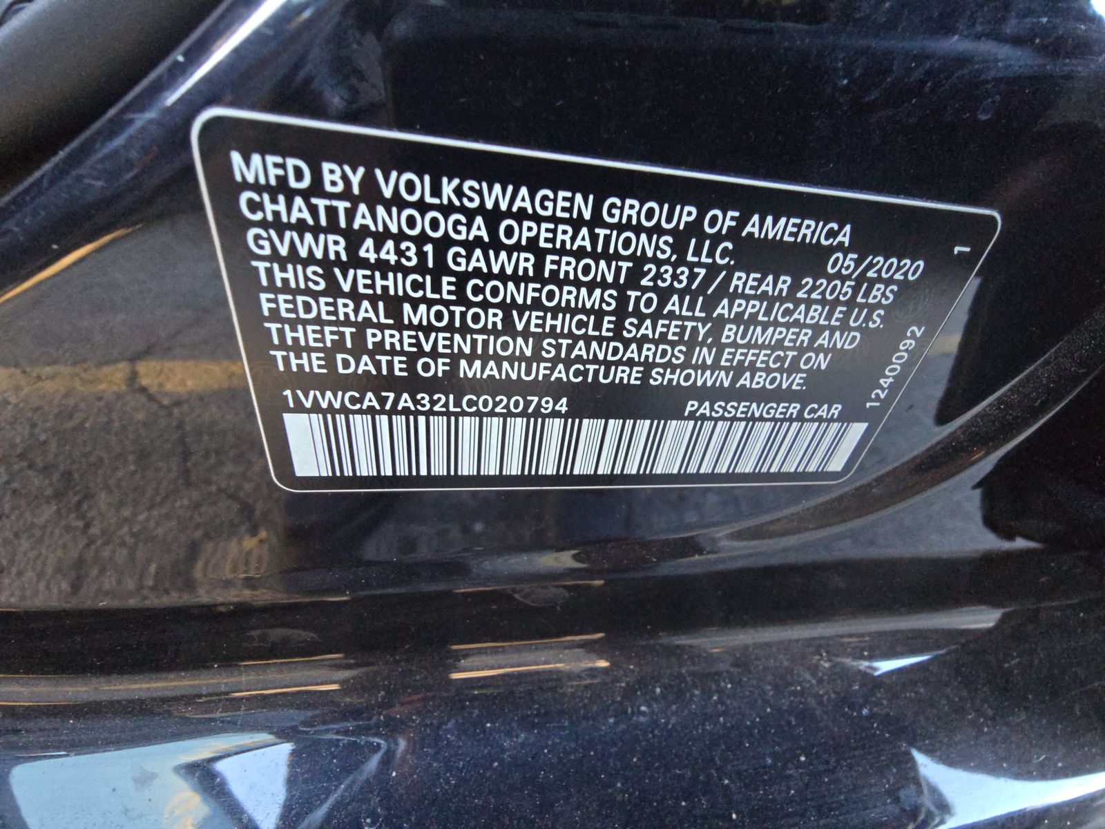 2020 Volkswagen Passat 2.0T SEL FWD