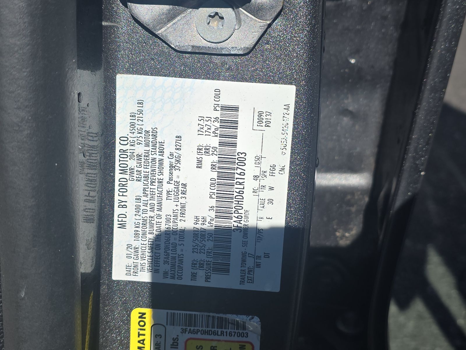 2020 Ford Fusion SE FWD