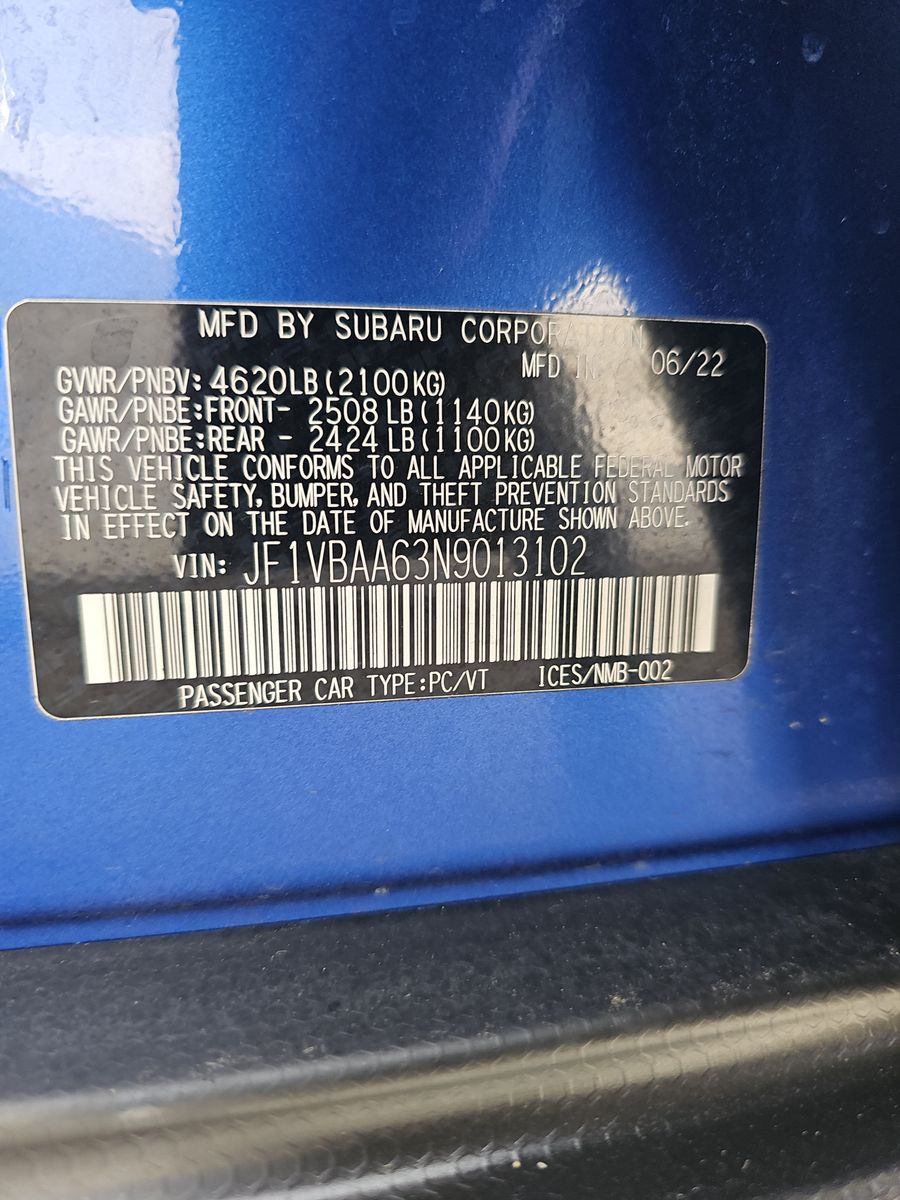 2022 Subaru WRX Base AWD