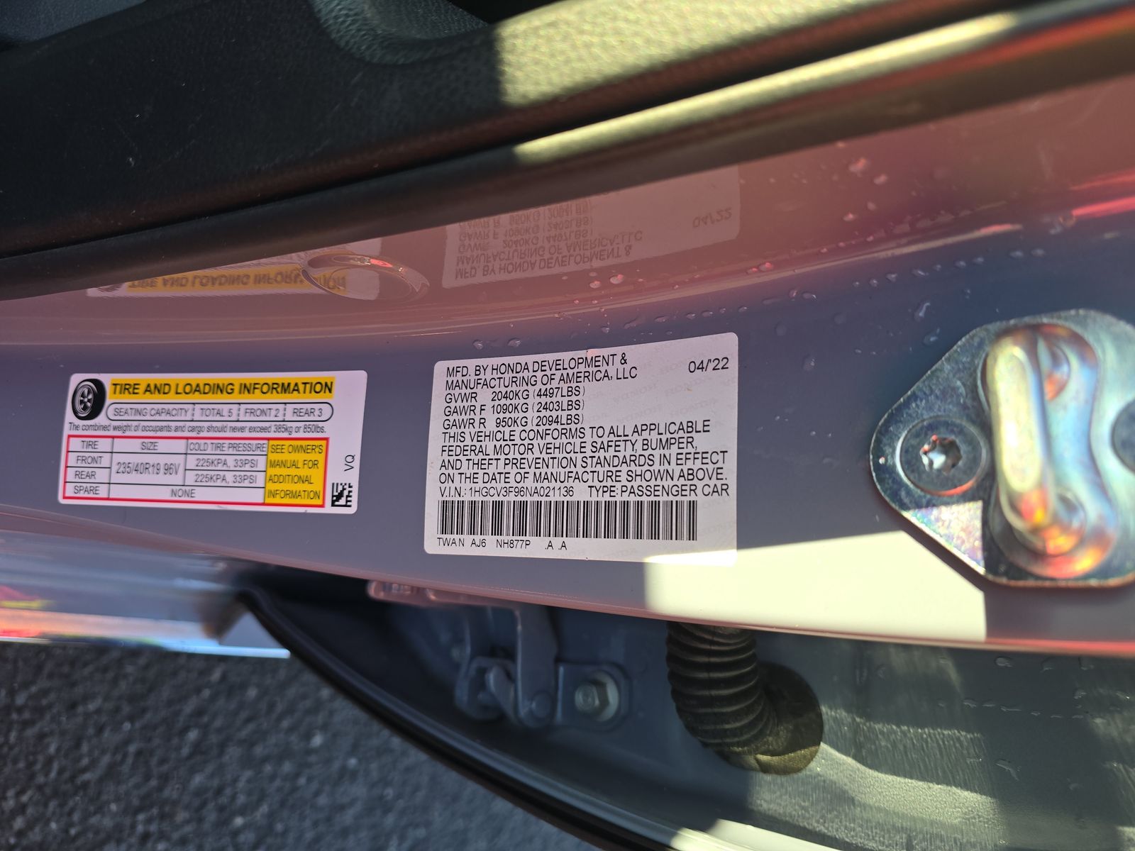 2022 Honda Accord Hybrid Touring FWD