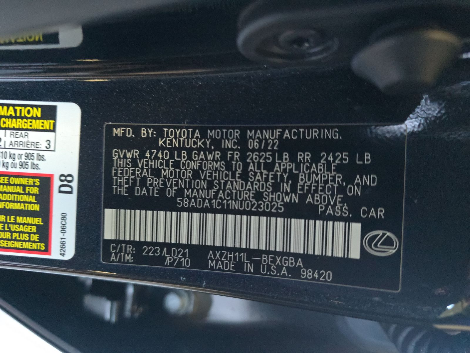 2022 Lexus ES ES 300h FWD