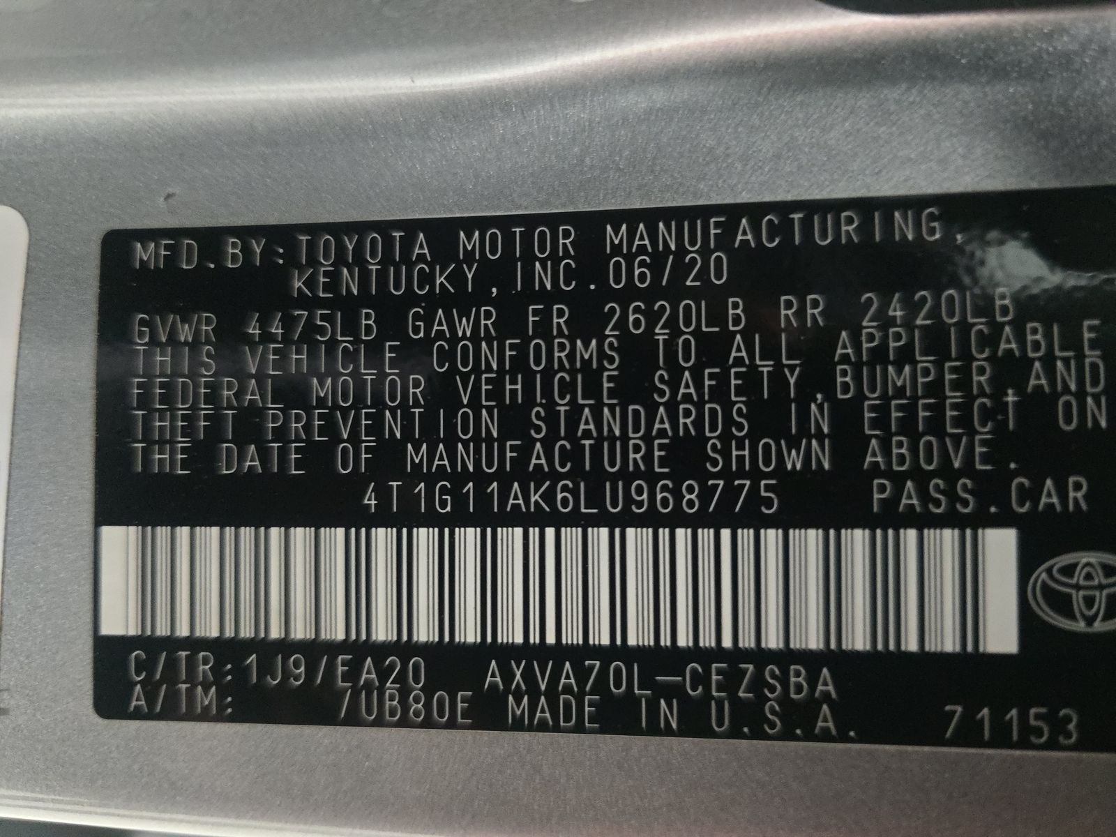 2020 Toyota Camry SE FWD