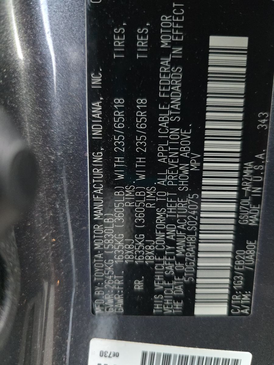 2020 Toyota Highlander XLE FWD