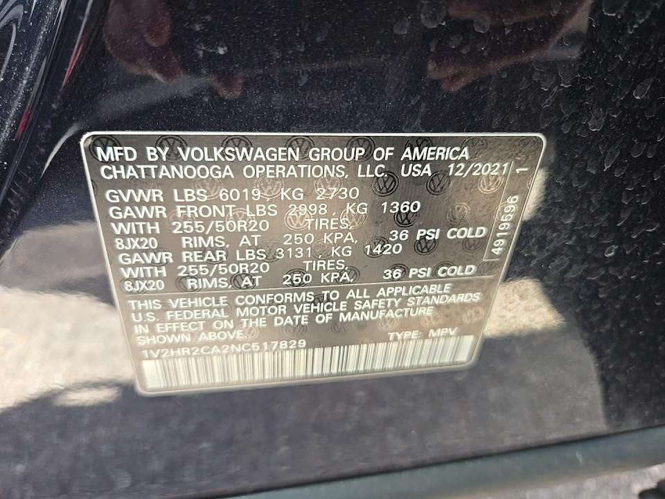 2022 Volkswagen Atlas 3.6L SE AWD