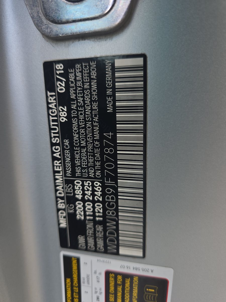 2018 Mercedes-Benz C-Class AMG C 63 RWD