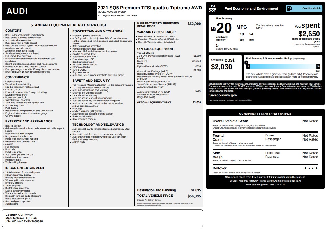 2021 Audi SQ5 Premium AWD