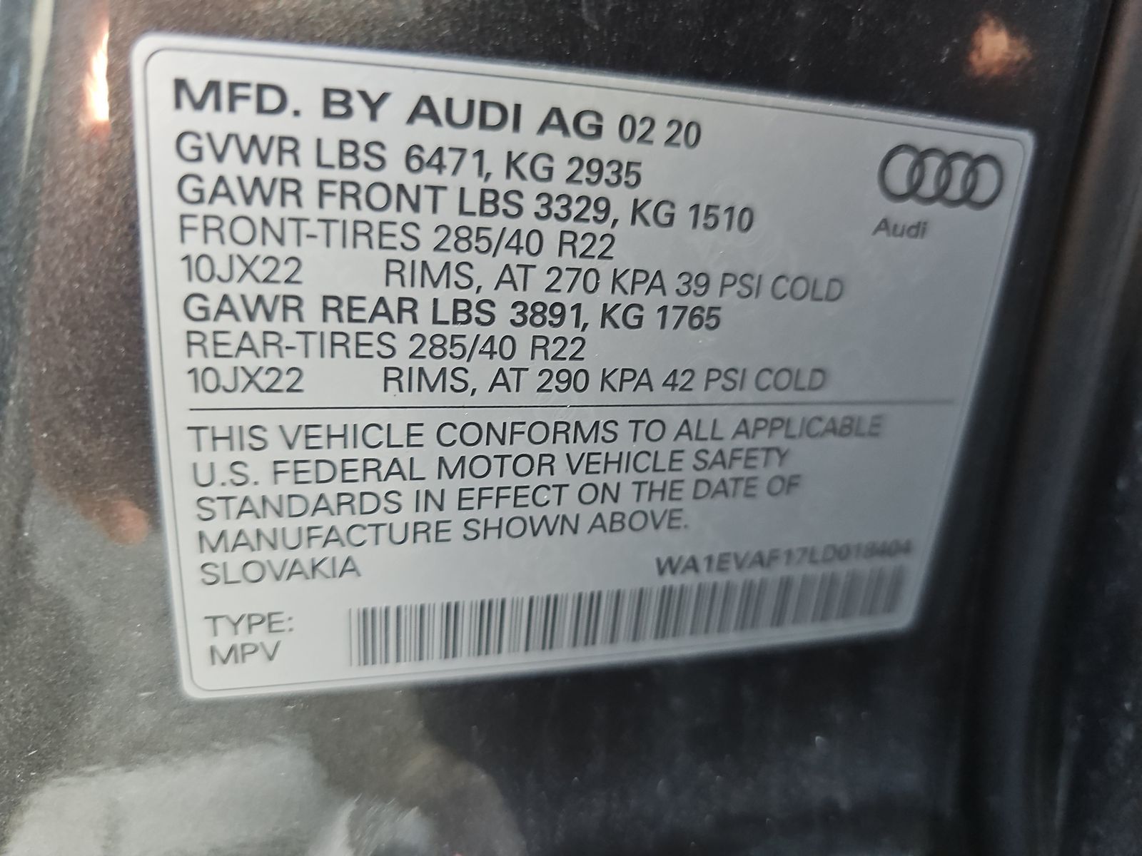2020 Audi Q8 Premium Plus AWD