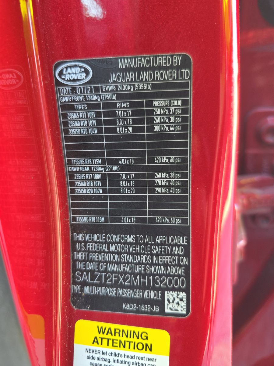 2021 Land Rover Range Rover Evoque R-Dynamic S AWD