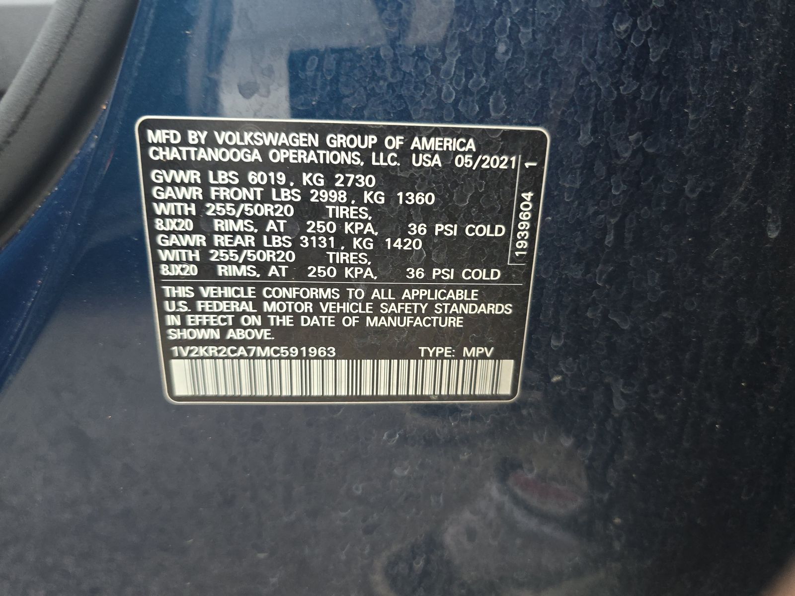2021 Volkswagen Atlas 3.6L SE AWD