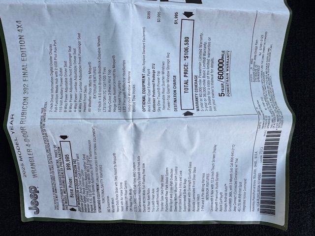 2025 Jeep Wrangler Rubicon 392 Final Edition AWD